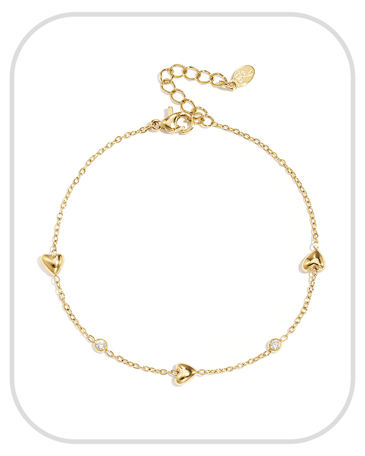 Filled Hearts with rhinestones ● Bracelets ● Gold
