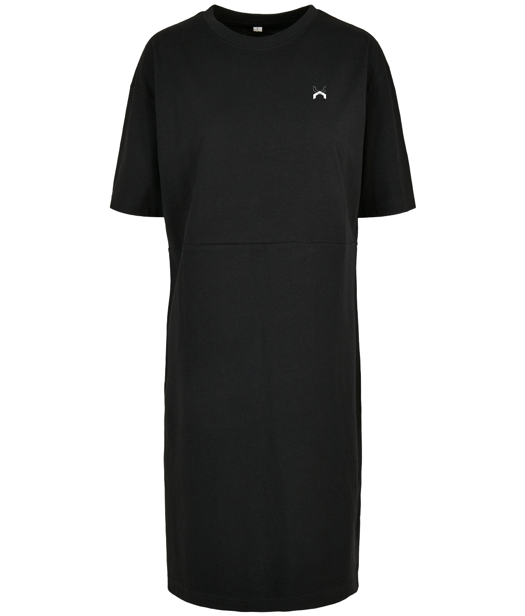 Low Key ● Oversized Slit Tee Dress ● Black