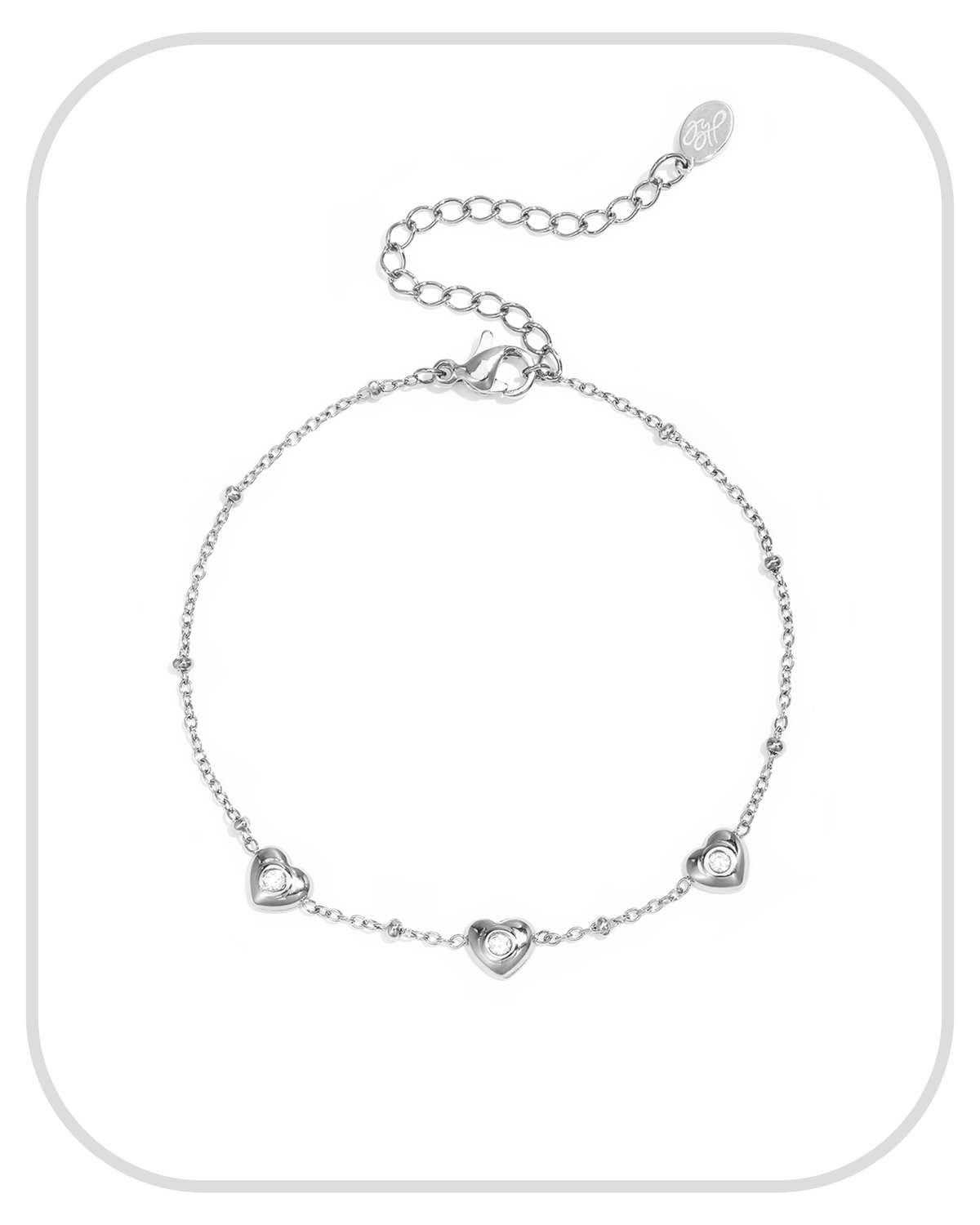 Hearts with Rhinestones ● Bracelet ● Silver