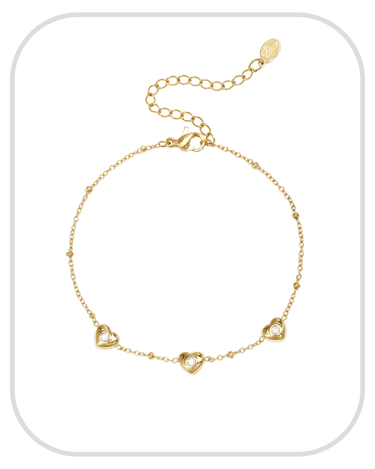 Hearts with Rhinestones ● Bracelet ● Gold
