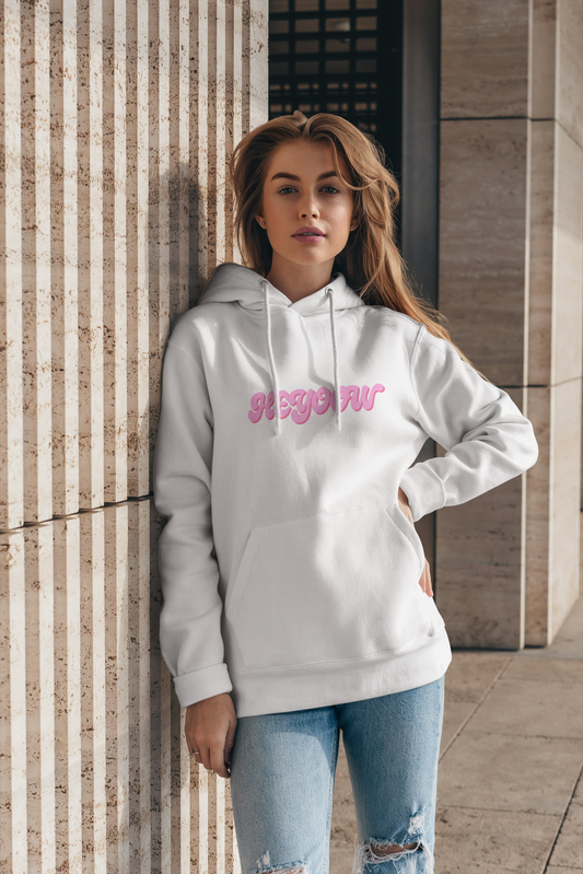 Bubble ● Hoodie ● White - Pink