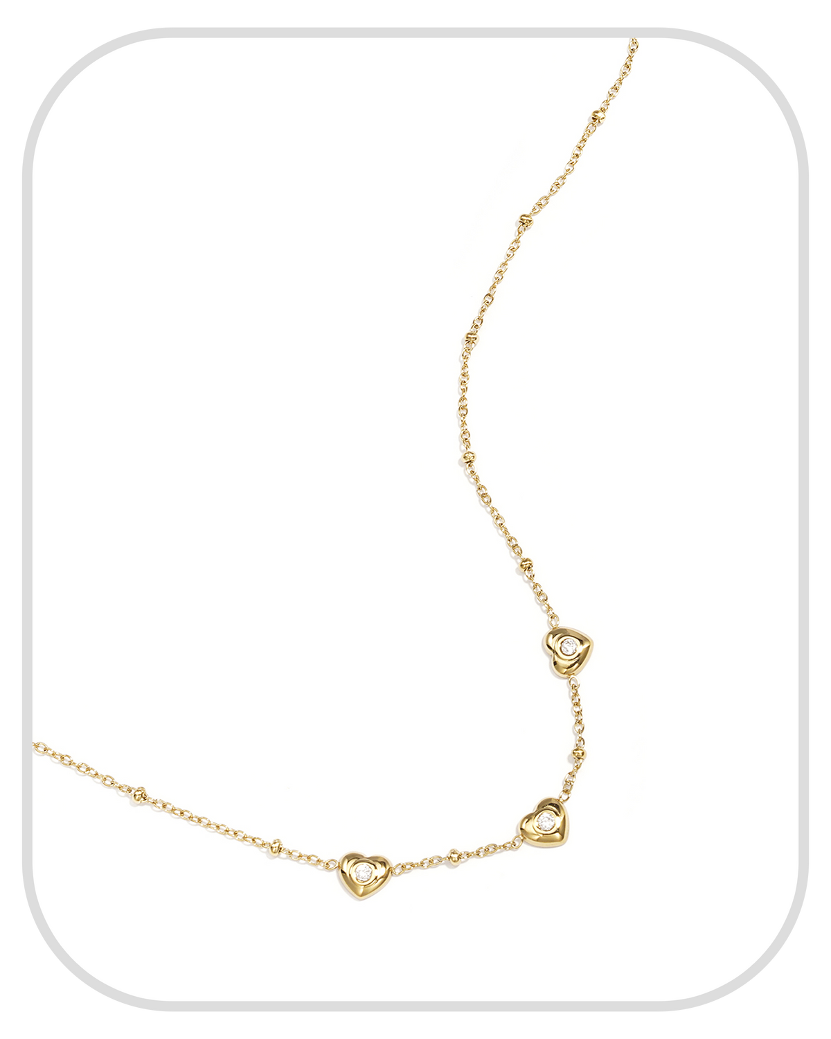 Hearts with Rhinestones ● Necklace ● Gold