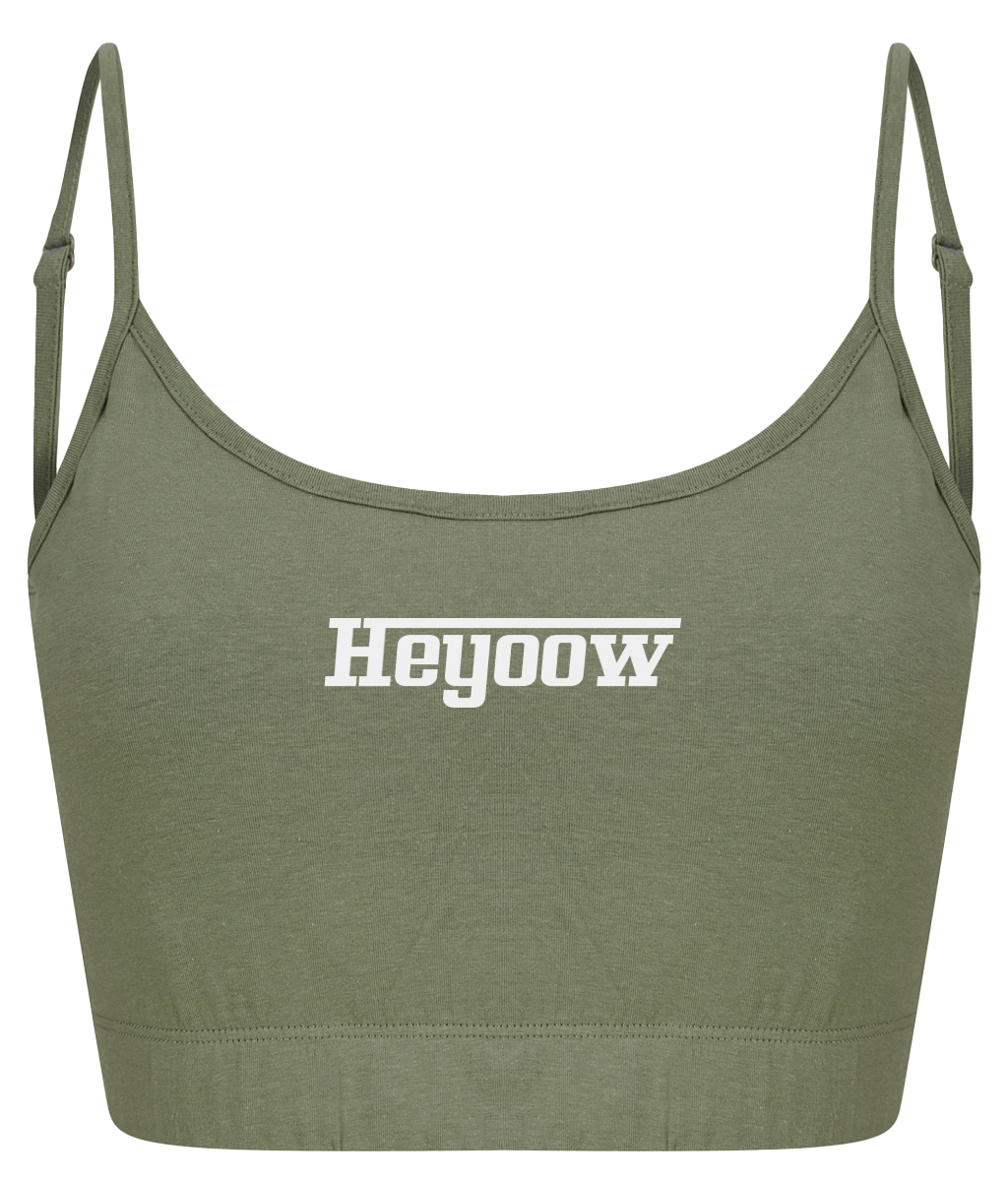 Strada ● Fashion Cropped Top ● Olive - White