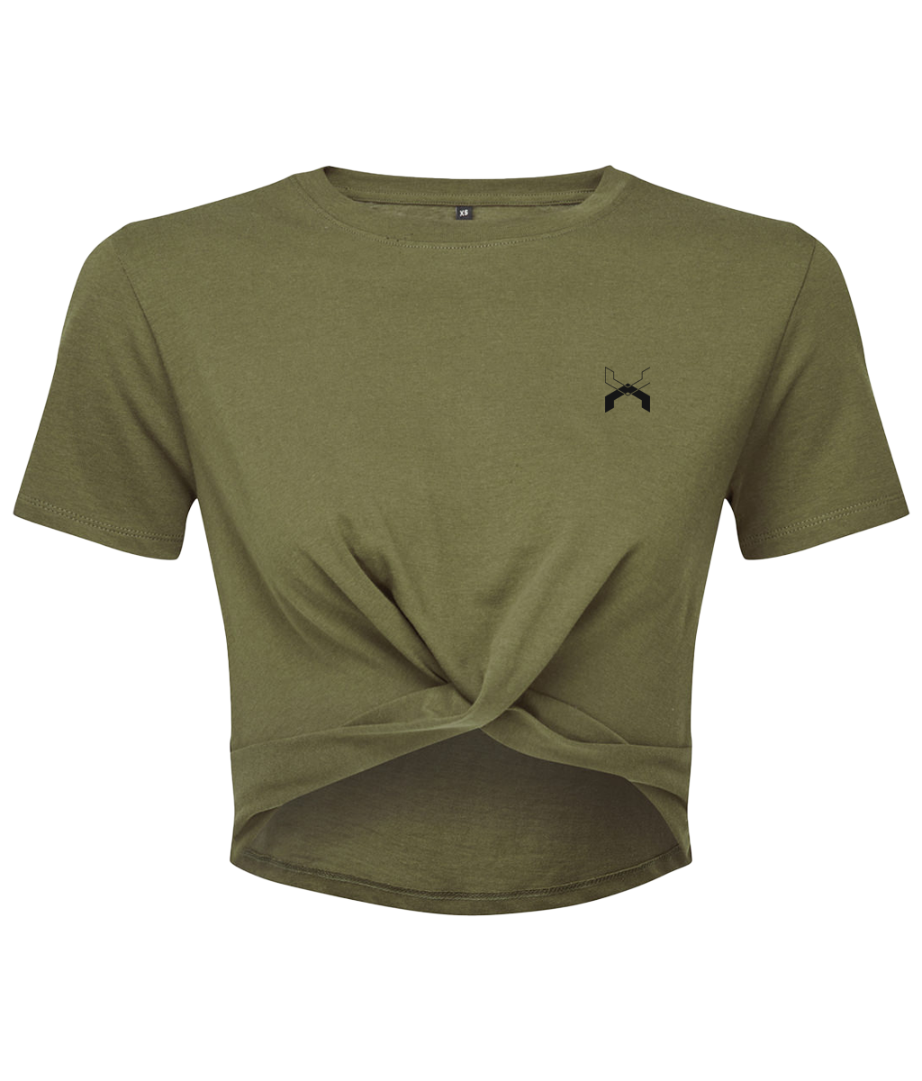 Low Key ● Twist Crop Top ● Olive - Black