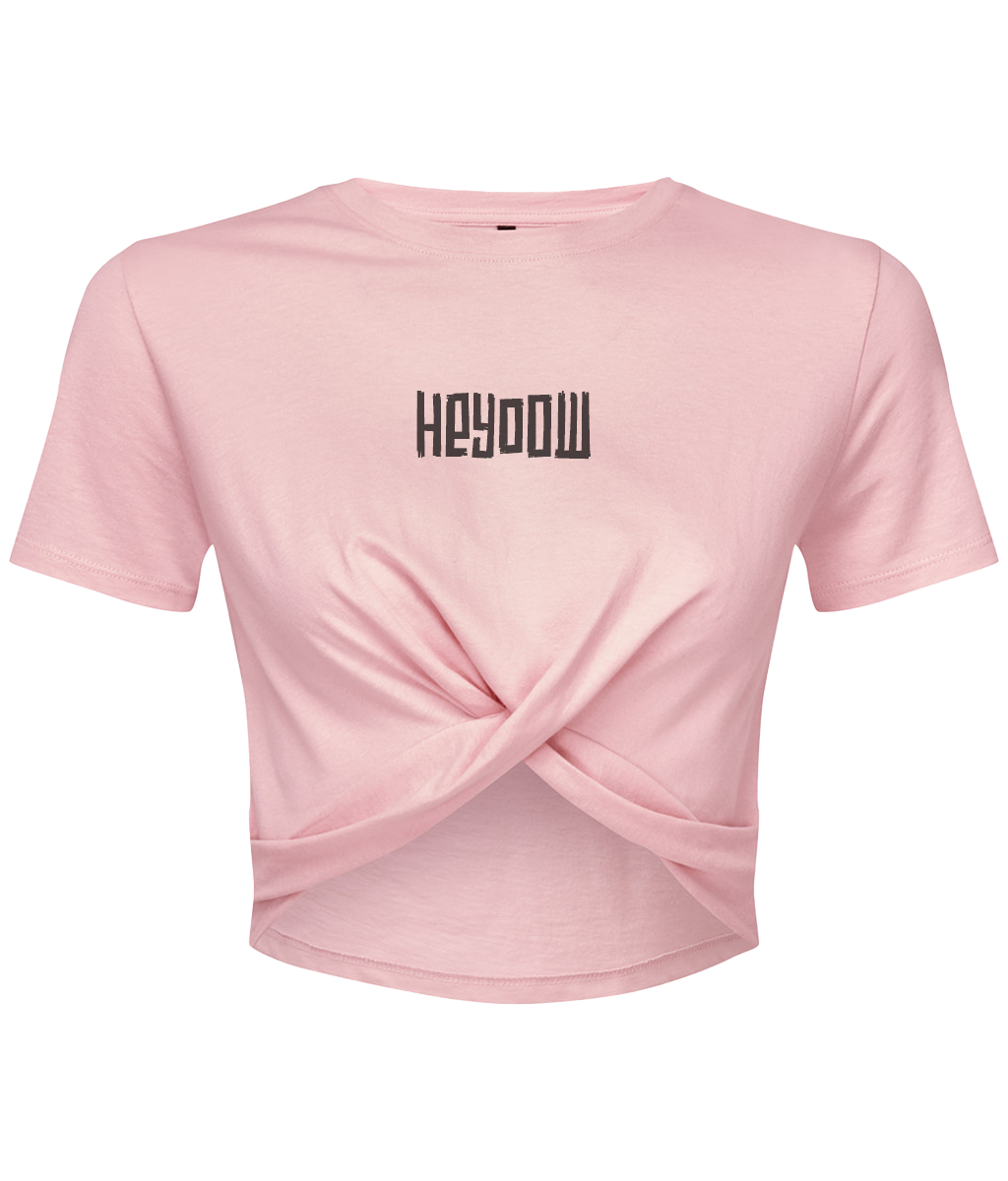 Wildlife ● Twist Crop Top ● Light Pink - Black