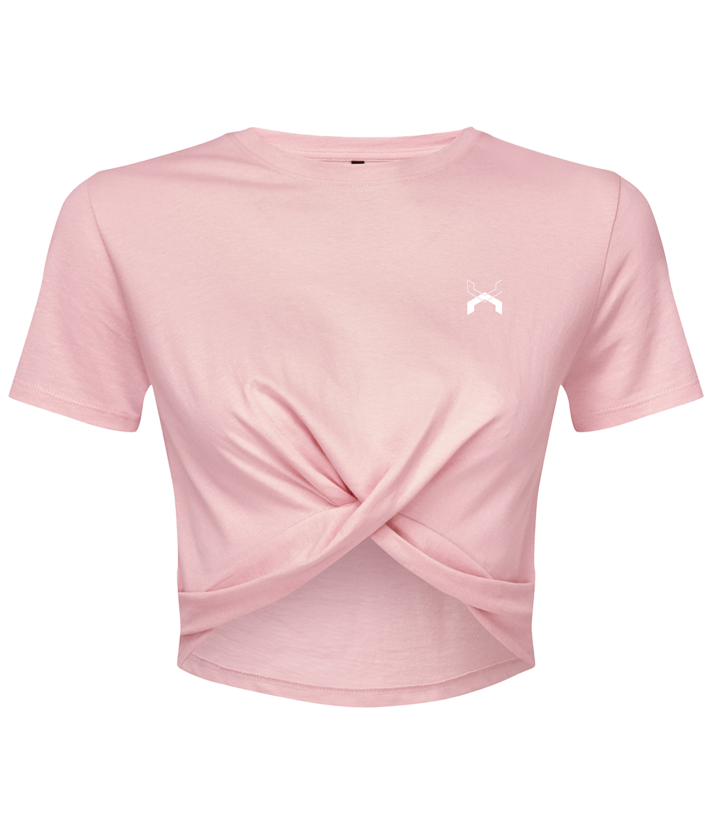 Low Key ● Twist Crop Top ● Pink - White