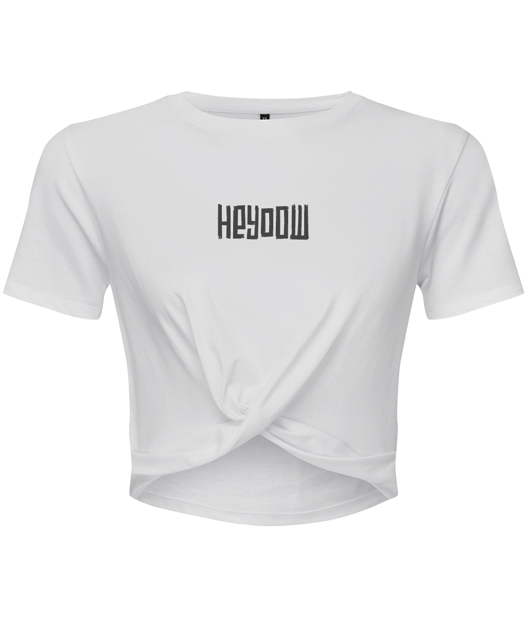 Wildlife ● Twist Crop Top ● White - Black