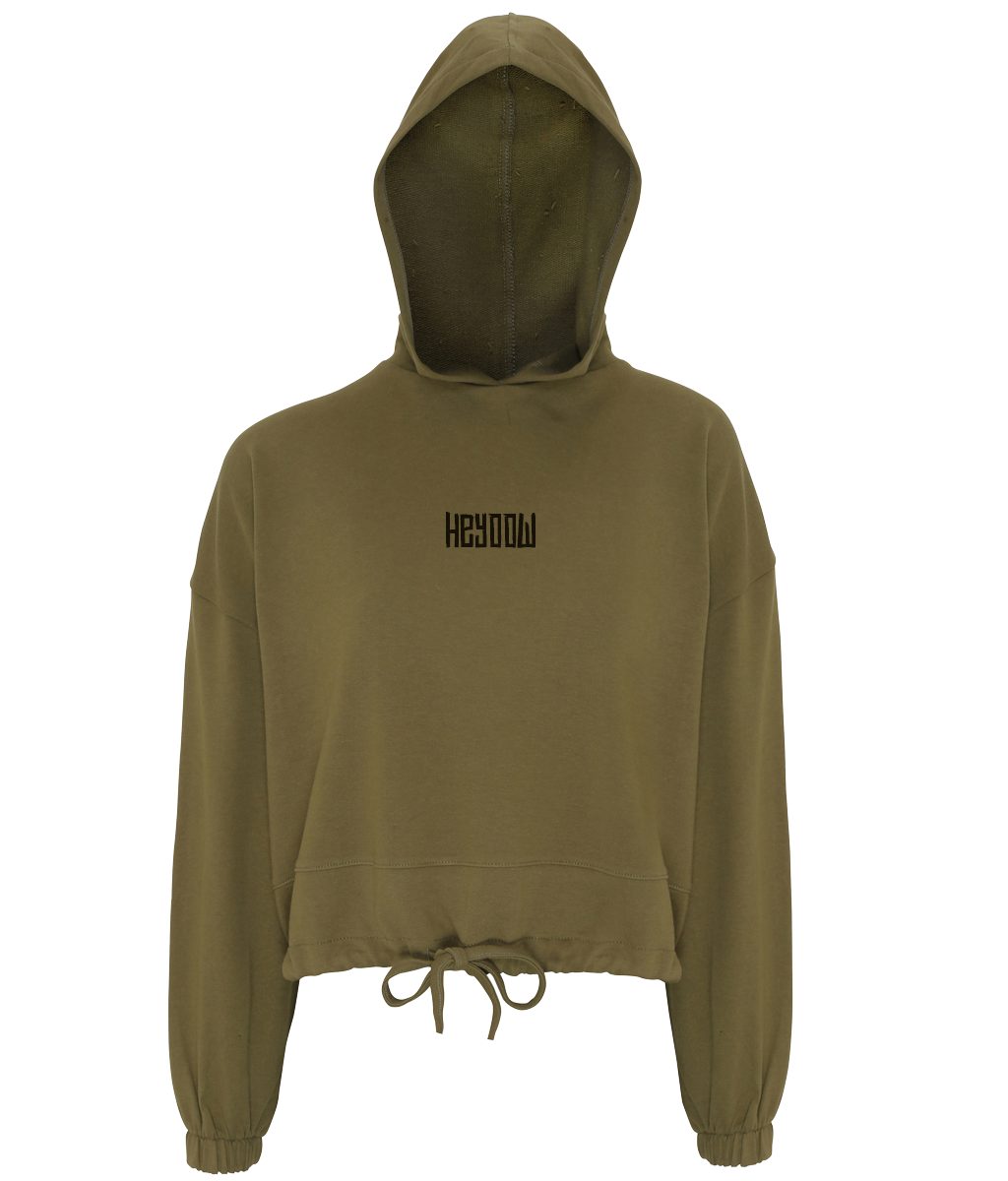 Wildlife ● Cropped Oversize Hoodie ● Olive - Black