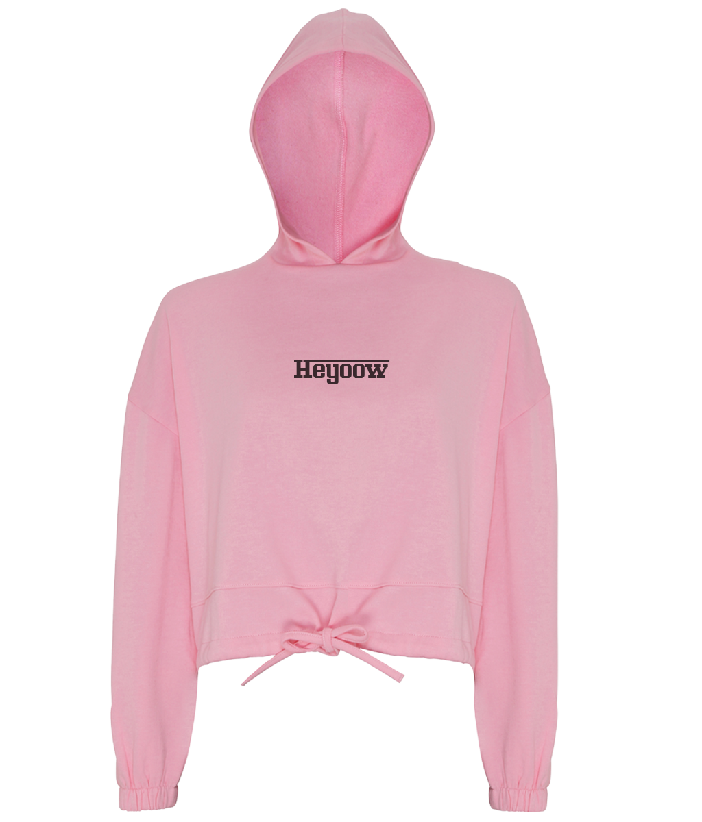 Strada ● Cropped Oversize Hoodie ● Light Pink - Black