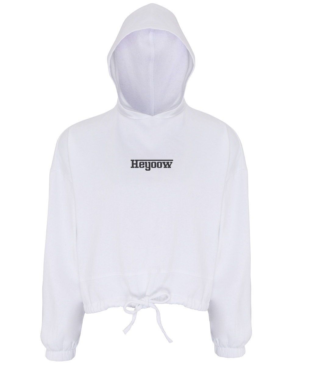 Strada ● Cropped Oversize Hoodie ● White - Black