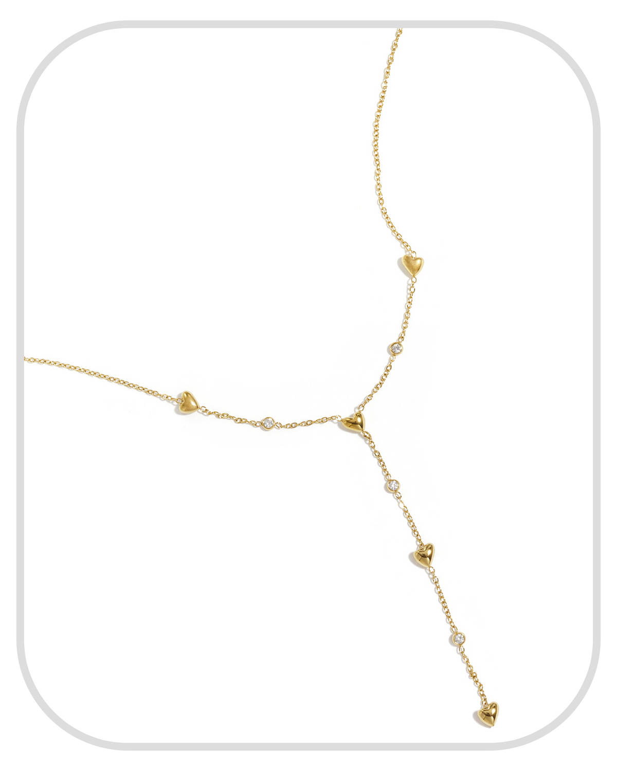 Y-line Filled Hearts with rhinestones ● Necklace ● Gold