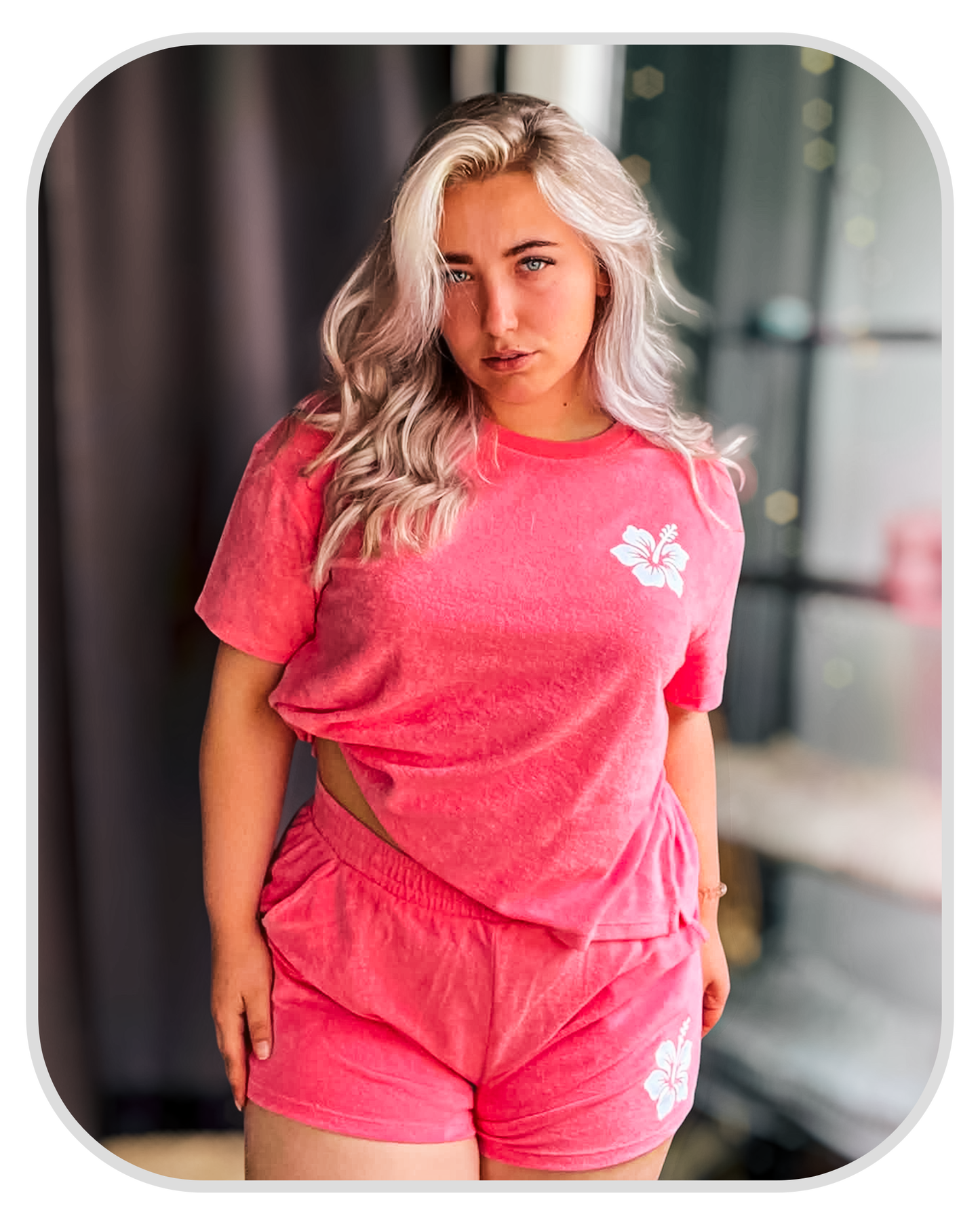 Hibiscus Flower ● Towelling Short ● Candy Rose