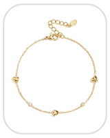 Filled Hearts with rhinestones ● Bracelets ● Gold