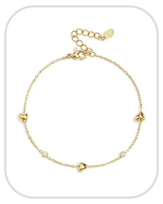 Filled Hearts with rhinestones ● Bracelets ● Gold