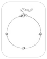 Filled Hearts with rhinestones ● Bracelets ● Silver