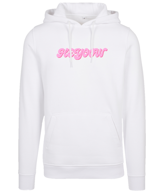 Bubble ● Hoodie ● White - Pink