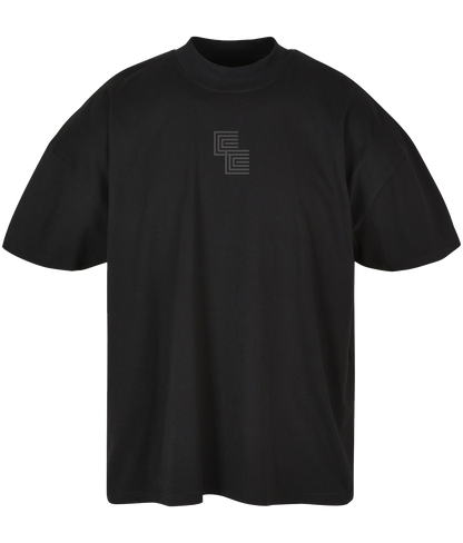 Club Costura ● Oversized Mock Neck Tee ● Black ● Reflective Rainbow