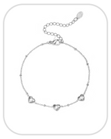Hearts with Rhinestones ● Bracelet ● Silver
