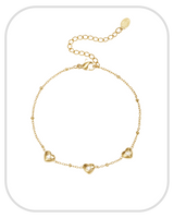 Hearts with Rhinestones ● Bracelet ● Gold