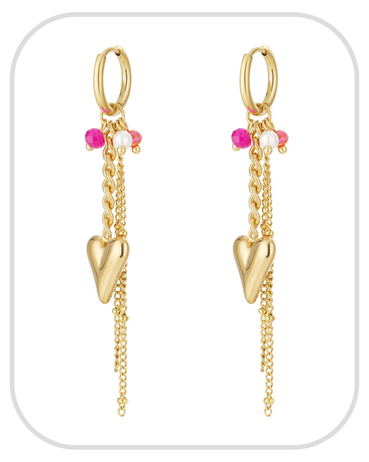 Heart Shaped ● Earrings ● Pink