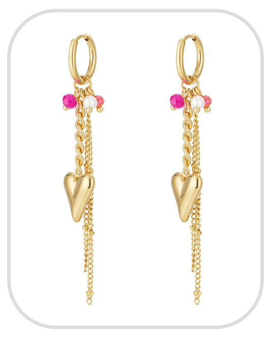 Heart Shaped ● Earrings ● Pink