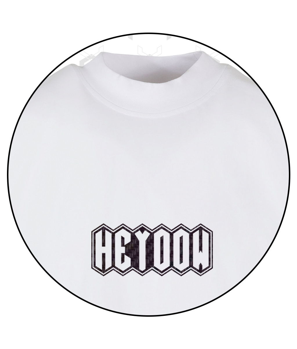 Connected ● Oversized Mock Neck Tee ● White ● Carbon