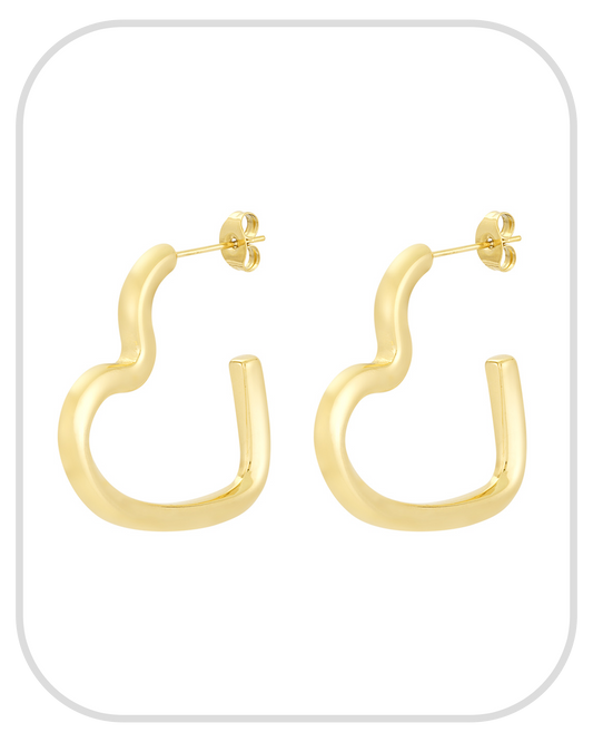 Open Heart ● Earrings ● Gold