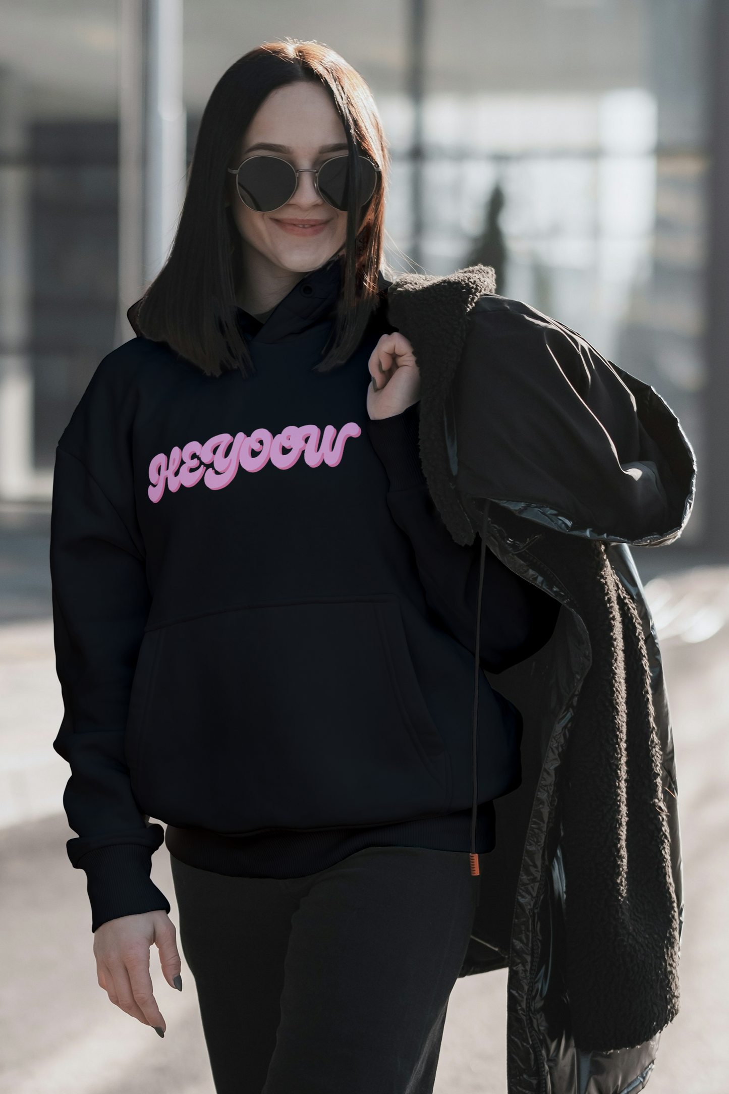 Bubble ● Hoodie ● Black - Pink