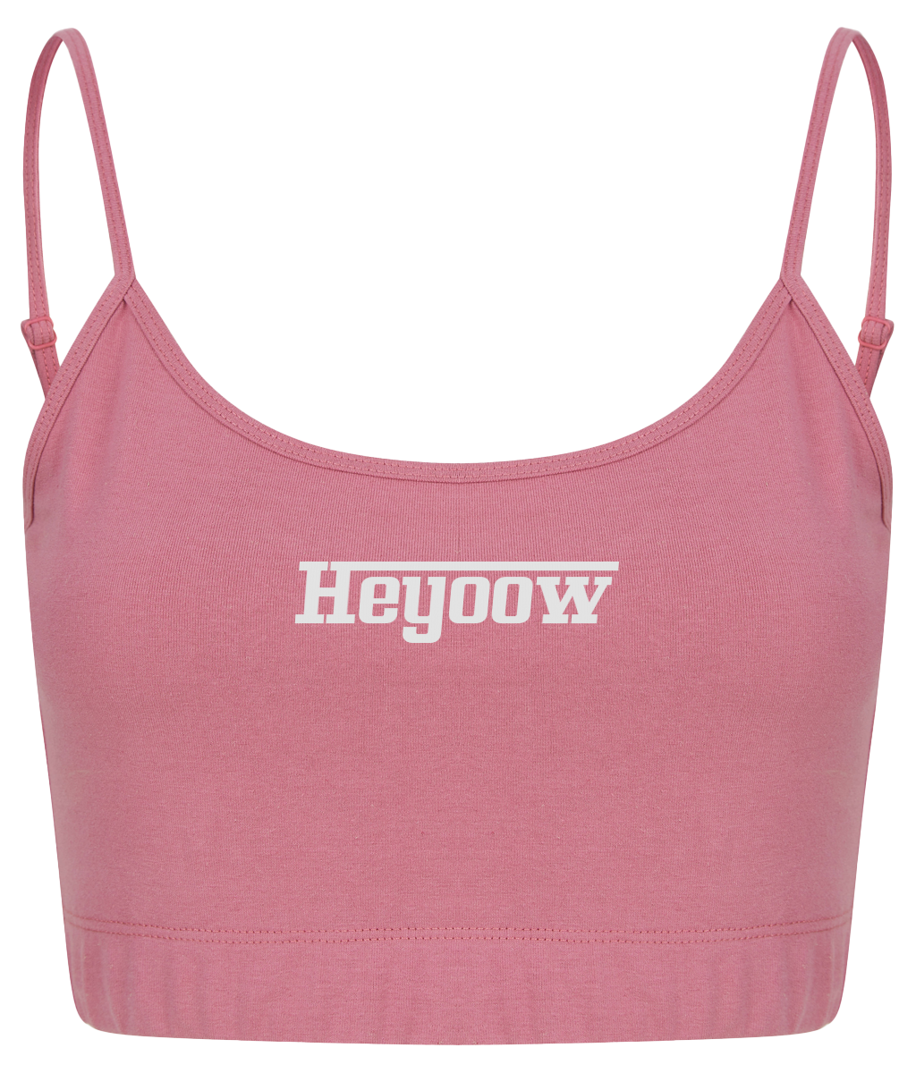 Strada ● Fashion Cropped Top ● Dusty Pink - White