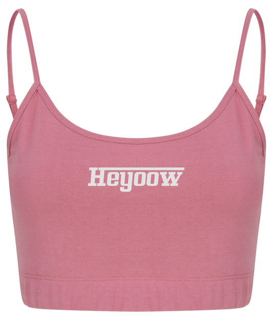 Strada ● Fashion Cropped Top ● Dusty Pink - White