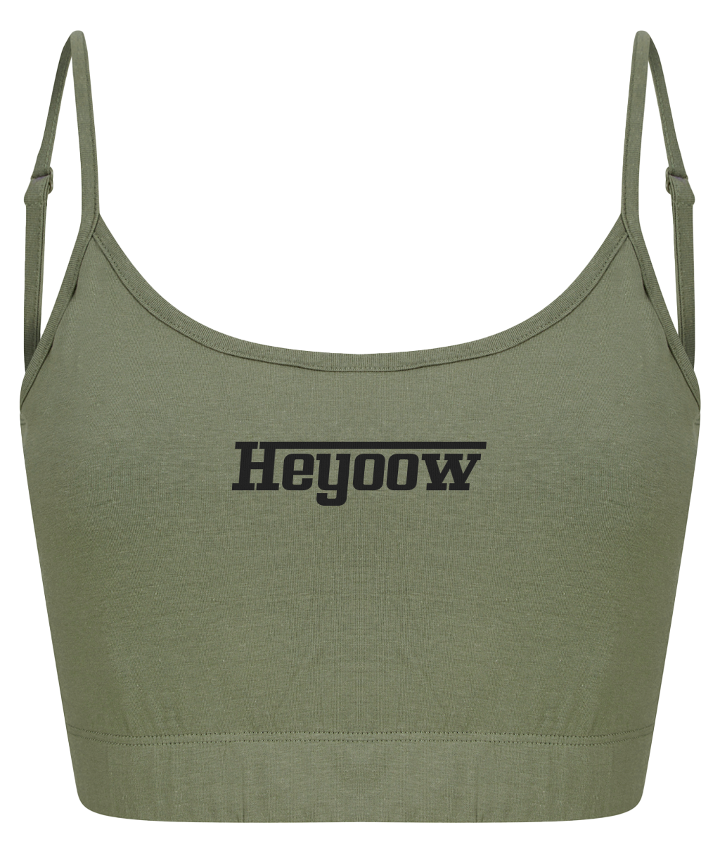 Strada ● Fashion Cropped Top ● Olive - Black