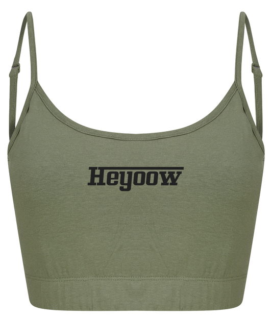 Strada ● Fashion Cropped Top ● Olive - Black