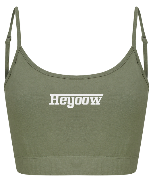 Strada ● Fashion Cropped Top ● Olive - White