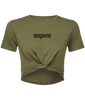 Strada ● Twist Crop Top ● Olive - Black
