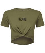 Wildlife ● Twist Crop Top ● Olive - Black