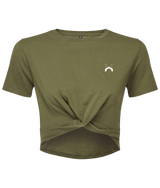 Low Key ● Twist Crop Top ● Olive - White