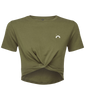Low Key ● Twist Crop Top ● Olive - White