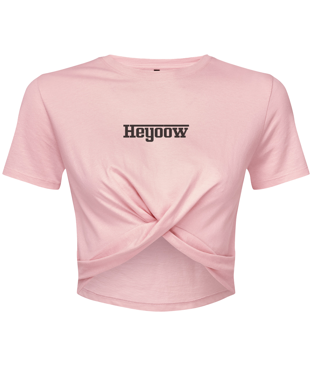 Strada ● Twist Crop Top ● Light Pink - Black