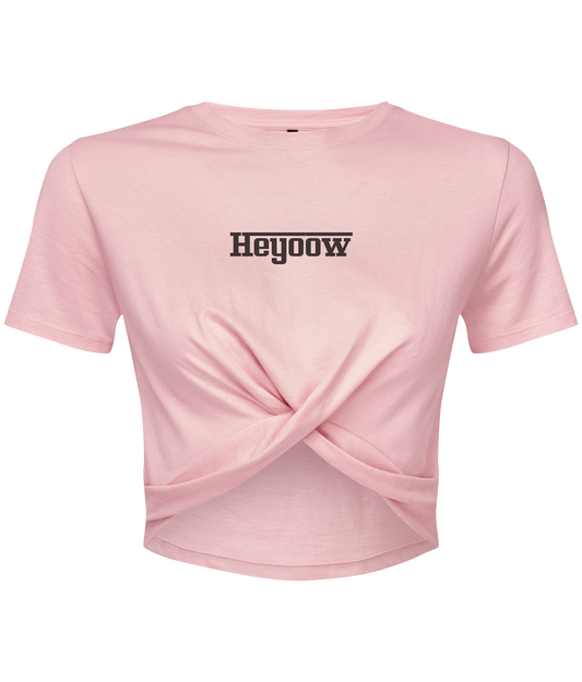 Strada ● Twist Crop Top ● Light Pink - Black