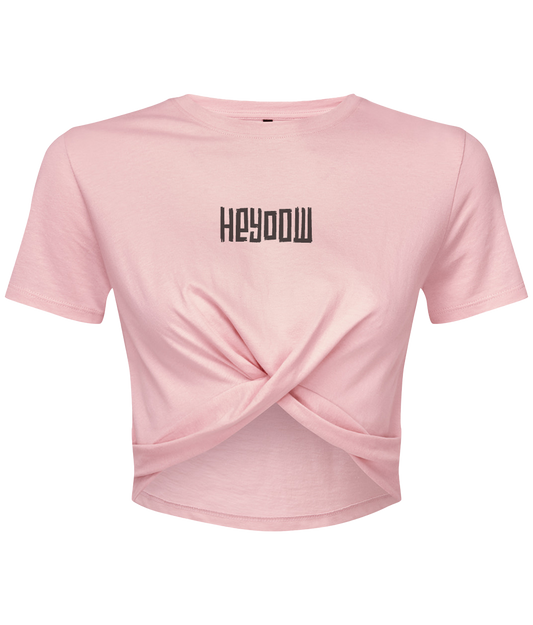 Wildlife ● Twist Crop Top ● Light Pink - Black