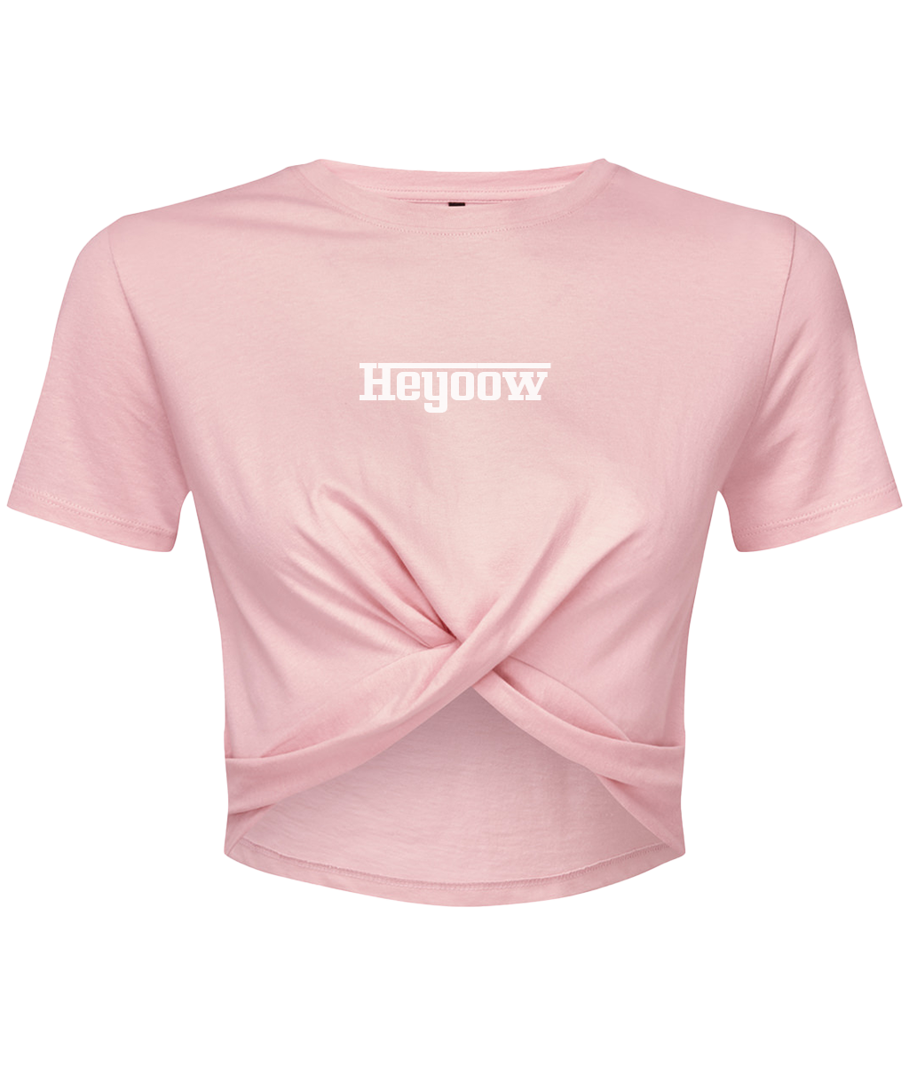 Strada ● Twist Crop Top ● Light Pink - White