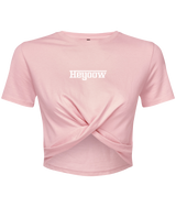 Strada ● Twist Crop Top ● Light Pink - White
