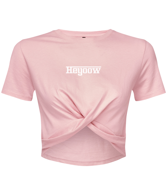 Strada ● Twist Crop Top ● Light Pink - White