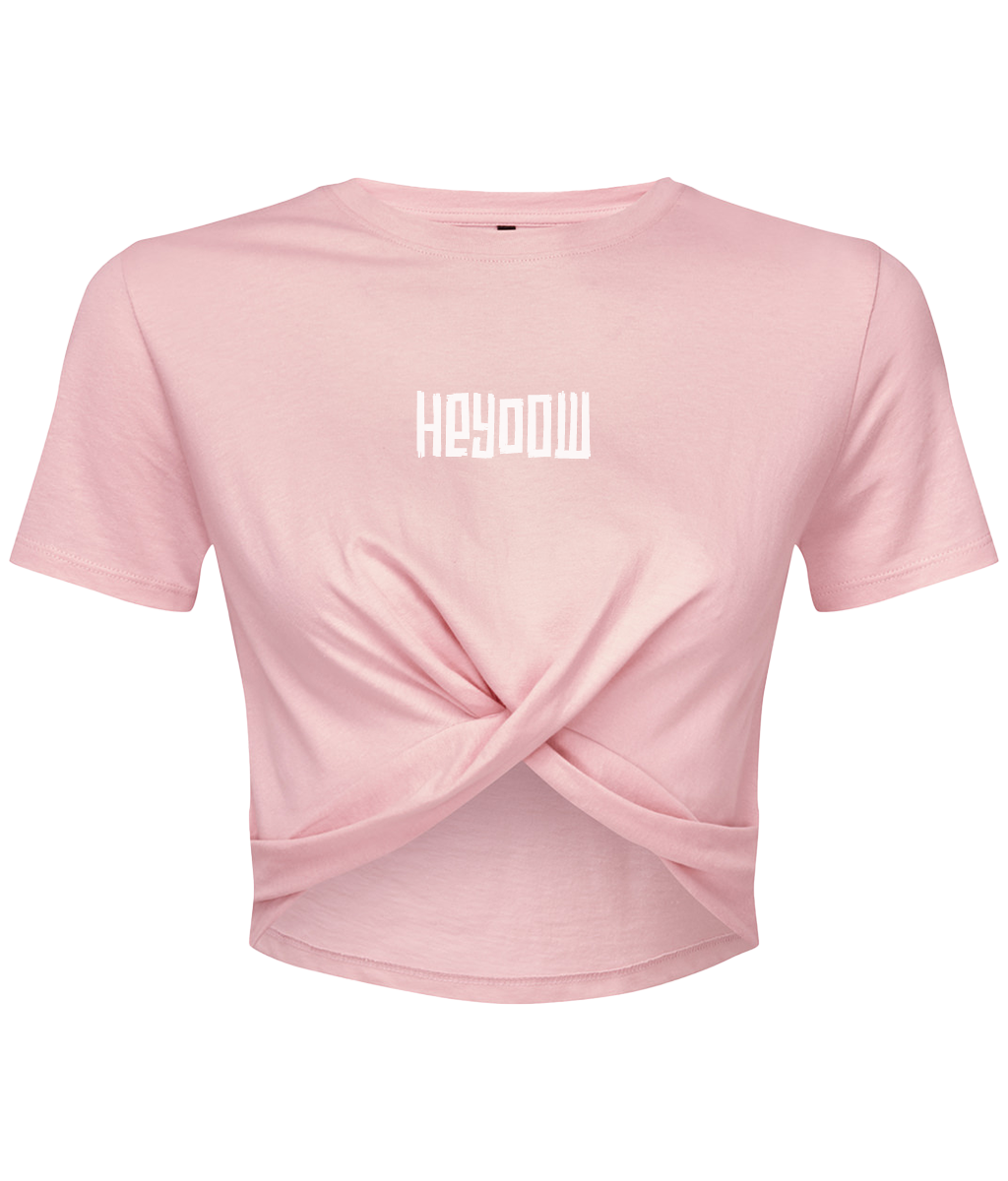 Wildlife ● Twist Crop Top ● Light Pink - White