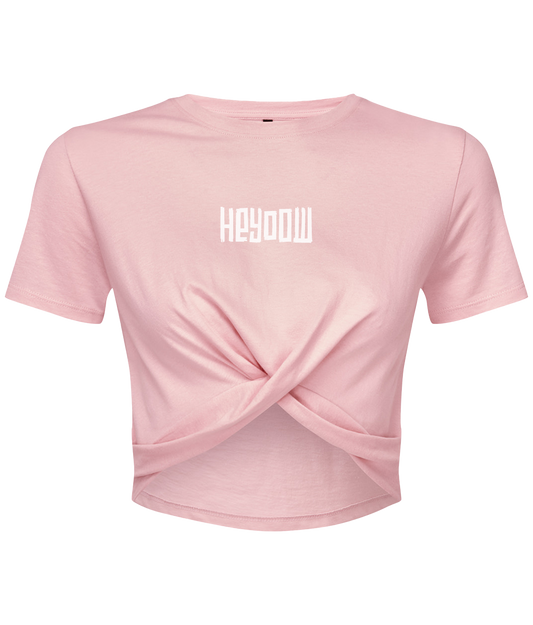 Wildlife ● Twist Crop Top ● Light Pink - White