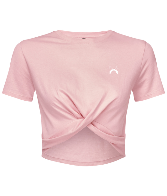 Low Key ● Twist Crop Top ● Pink - White