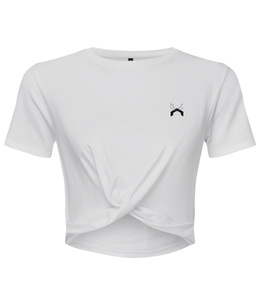 Low Key ● Twist Crop Top ● White - Black