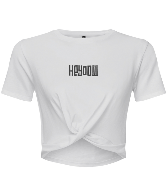 Wildlife ● Twist Crop Top ● White - Black