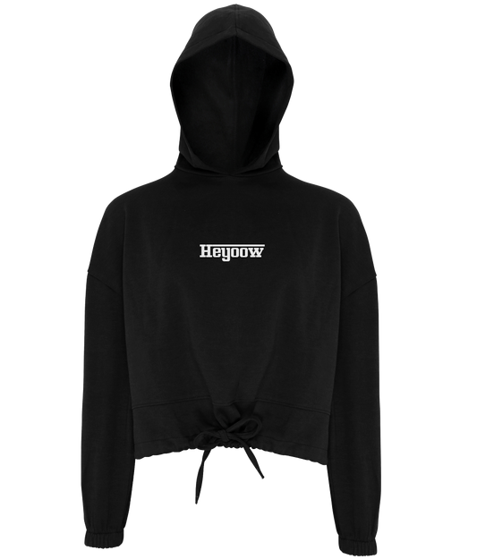 Strada ● Cropped Oversize Hoodie ● Black - White