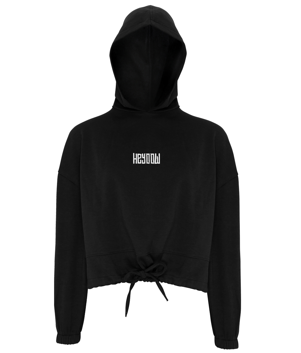 Wildlife ● Cropped Oversize Hoodie ● Black - White